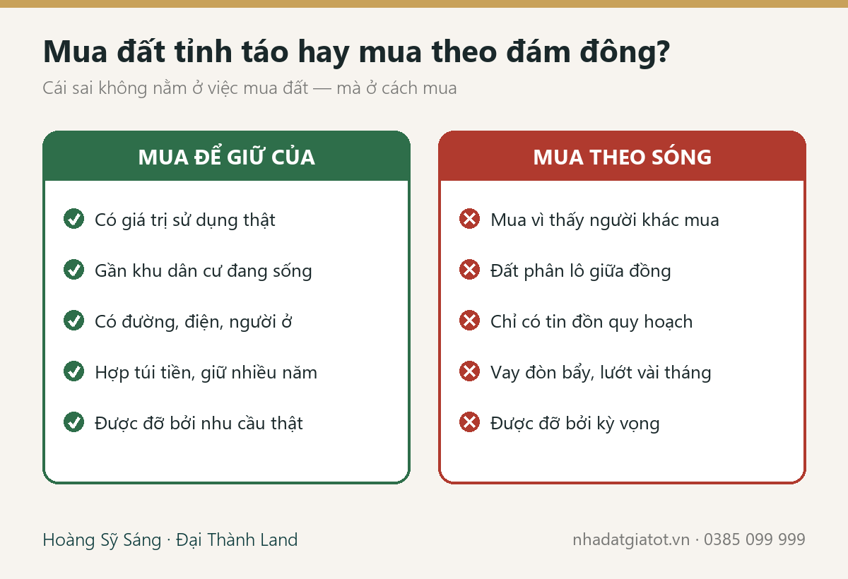 So sánh mua đất để giữ của và mua đất theo sóng