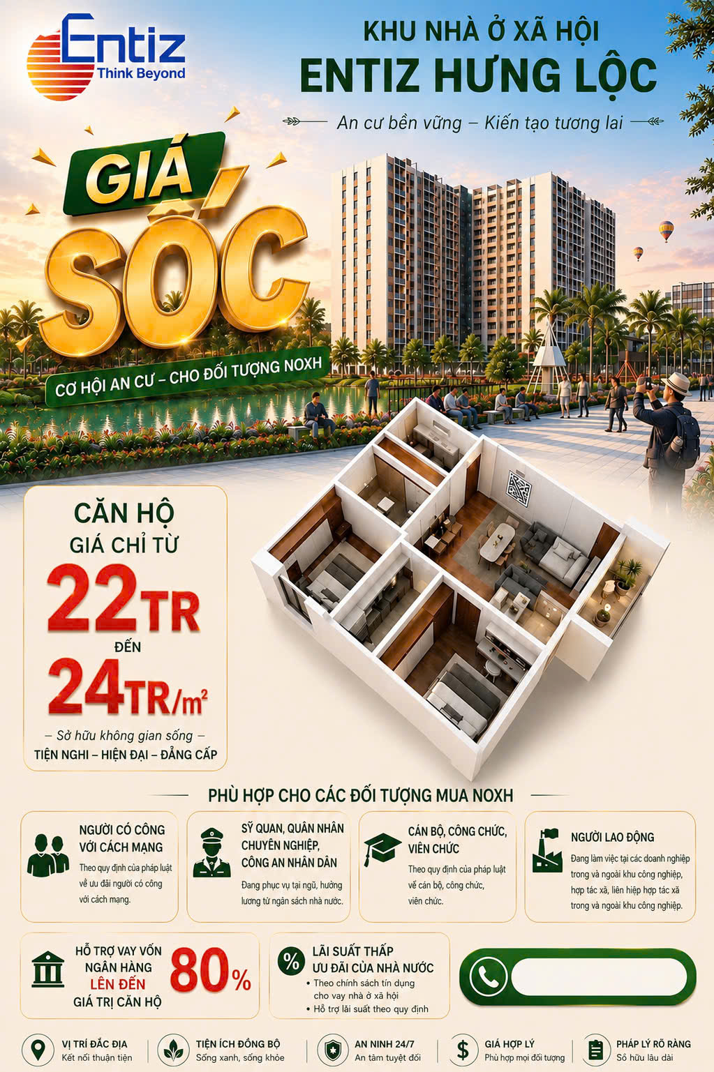 Bảng giá nhà ở xã hội Entiz Hưng Lộc chỉ từ 22 triệu/m2 - Hoàng Sỹ Sáng