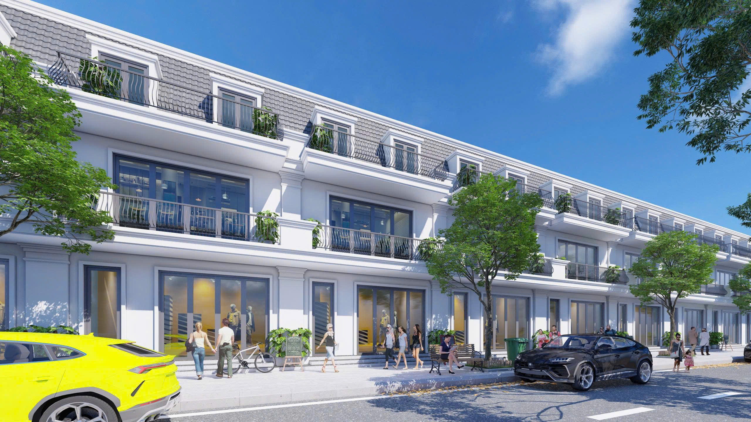 Phối cảnh dãy nhà phố, shophouse thương mại dự án Nam Đàn New Central