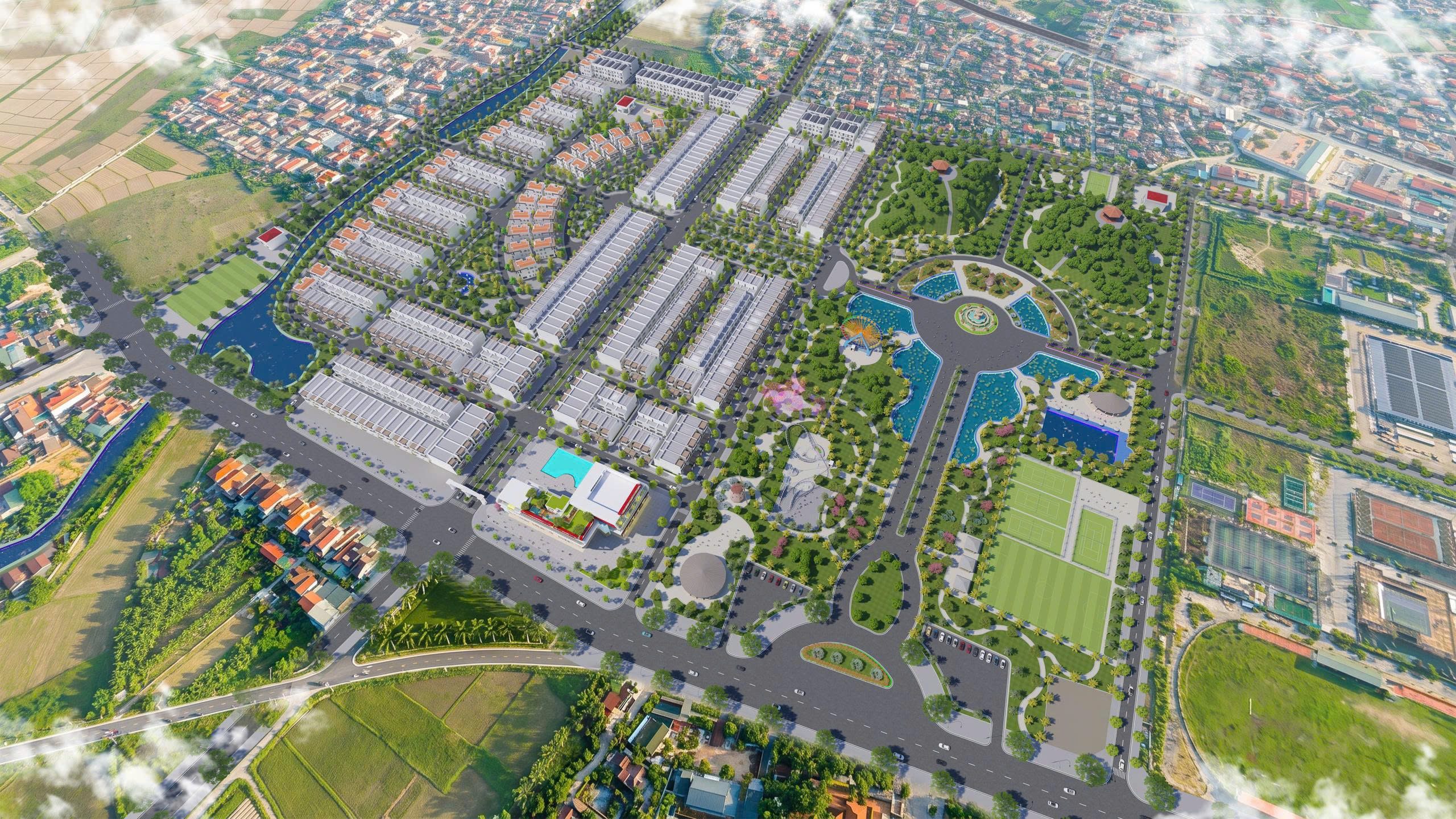 Phối cảnh tổng thể dự án Park City Nam Đàn - Khu đô thị trung tâm mới thị trấn Nam Đàn