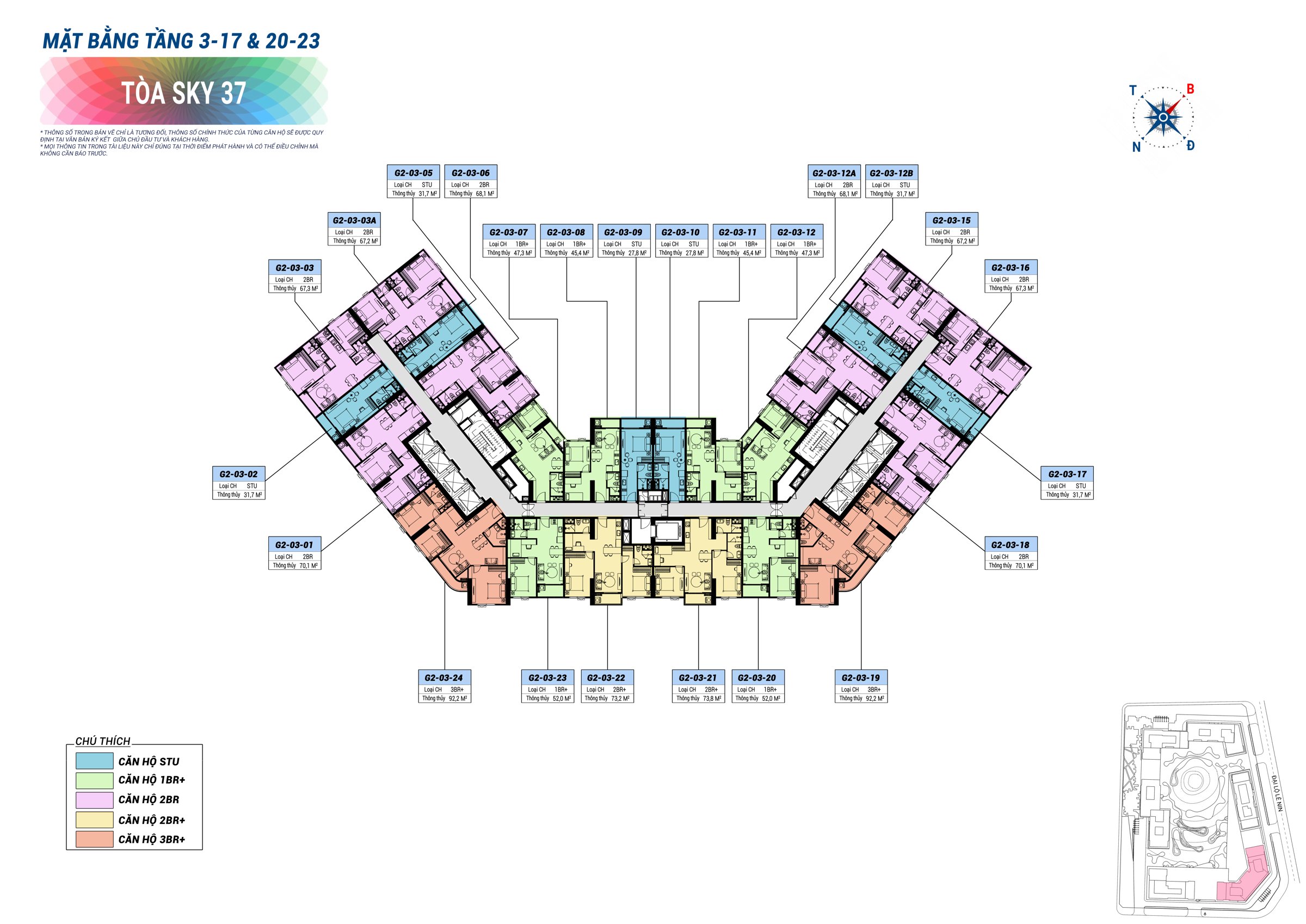 Mặt bằng tầng 3-17 và 20-23 Tòa Sky 37 Sun Glory Residence Vinh