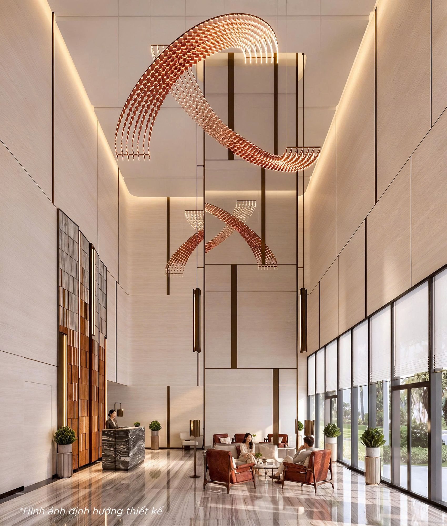 Sảnh đón thông tầng căn hộ Sun Glory Residence Vinh