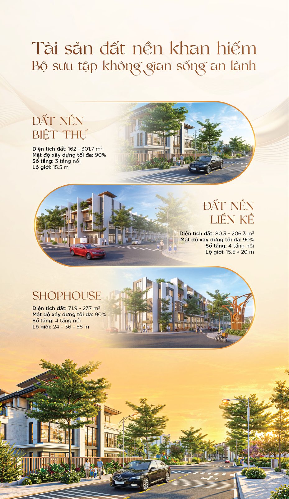 Mặt bằng AN Village Sào Nam: đất nền biệt thự, liền kề và shophouse