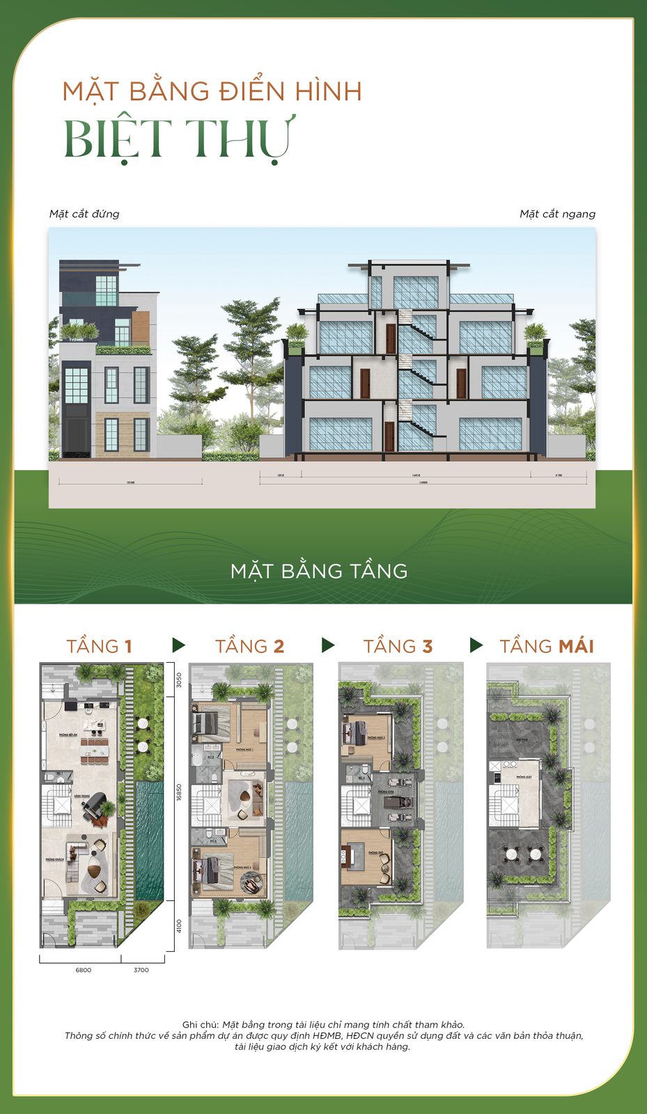 Mặt bằng điển hình biệt thự AN Village Cửa Lò 3 tầng