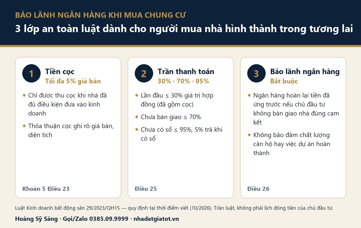 Bảo lãnh ngân hàng khi mua chung cư: 3 lớp an toàn cho người mua nhà hình thành trong tương lai theo Luật Kinh doanh bất động sản 2023