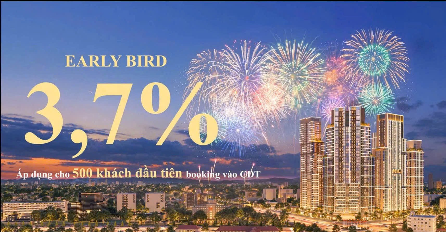 Chính sách Early Bird 3,7% cho 500 khách đầu tiên booking Sun Glory Residence, Sun Group Trường Vinh