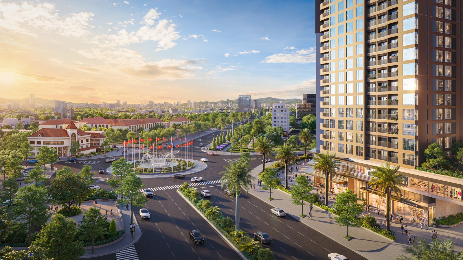 Shophouse khối đế Sun Trường Vinh mặt tiền đường Lê Nin nhìn ra bùng binh Hải Quan